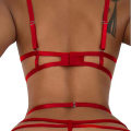 Miniatyrbilde 2 av 3: Sexy Kvinne Deep V Strappy En-delt Blomsterblonderi Undertøy Nattkjole Babydoll Bodysuit L Vinrød L Wine Red