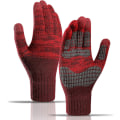 Miniatyrbillede 1 af 5: Vinterstrikket Handsker, Touchscreen Varme Handsker, Varme Fuld Dækning Fleece Handsker Rød Red
