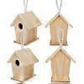 Miniatyrbillede 3 af 5: 4 stk Mini Udendørs Hængende Træ Fuglehus Rede Dekorationer Til Have Altan_ryy