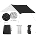 Miniatyrbild 2 av 5: Campingtält Planer Vattentät Lätt Kompakt Tältmatta Picknickfilt Hammock Tarp för Hammock (Färg: Grå, Storlek: 3 * 3m)