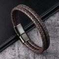 Miniatyrbillede 3 af 3: Mænds Armbånd Læder Flettet, Brun og Sort Læderarmbånd til Mænd
