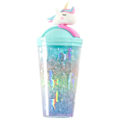 Miniatyrbillede 1 af 3: 1 stk Sippy Cup Unicorn Halmkop Vanddrikkekop Gradient Iskop Blå 18.5X10.5X10.5CM Blue 18.5X10.5X10.5CM