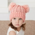 Pikkukuva 2 / 5: Tyttöjen neulottu beanie-pipo vauvalle, talvipipo, söpö vauvan pompom-pipo tytöille ja pojille, paksu ja lämmin taaperopipo, 1-5 vuotta, 1 kpl (vaaleanpunainen)