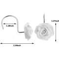 Miniatyrbillede 3 af 5: 12 stk. Hjemmemode Dekorative Rustfrie Bruseforhængskroge Rose Design Bruseforhængsringe Kroge (rød)Hvid White