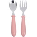 Miniatyrbillede 1 af 2: 1 Sæt Rustfrit Stål Ske Gaffel Lille Holdbar Enkel Foder Ske Gaffel Til Baby Børn (blå)Pink14.1X4X2.7CM Pink 14.1X4X2.7CM