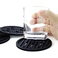 Miniatyrbillede 2 af 5: Køkkenunderlag til Drikkevarer, Sorte Underlag til Kaffebord - Bløde Underlagssæt Kopmåtte - (Stribet Rille, 4-pak - Sort)