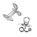 Miniatyrbillede 3 af 3: Manschetknapper Mænd Mode Skjorte Nål Stetoskop Manschetknapper Kreativ Ærme Nål Business Manschetknapper Sølv9* Silver 9*9*0.5cm