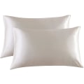 Pikkukuva 1 / 5: Satiininen tyynyliina hiuksille ja iholle, 2-pakkauksessa - Standard-kokoinen tyynyliina - Satiininen tyynynpäällinen kirjekuorilukituksella, Beige 20 x 36 Beige 20  x 36