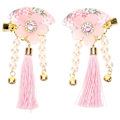 Pikkukuva 1 / 2: 1 Pari Tassel-Hiuspinnejä Antiikki Sivuklipsit Japanilainen Tyyli Kukka Fan Hiusklipsit Vaaleanpunainen 9x5cm Pink 9x5cm