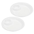 Miniatyrbilde 1 av 2: 2 stk Kreative Runde Plasttallerkener med Avrenning for Dumplings, Saus, Snacks, Frukt, Hvit White