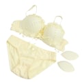 Miniatyrbilde 3 av 4: Kvinners Blonderisett Sexy BH Push Up BH Undertøy BH og Truser (gul, 75b)Gul75B Yellow 75B