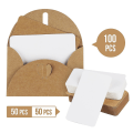 Miniatyrbilde 4 av 4: 100 Kraftpapirkonvolutter med 100 Blanke Papirkort, Mini Konvolutter med Hjertelukking for Gavekort DIY Graffiti