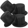 Miniatyrbild 4 av 4: 4 st Mini Cylinder Hattar Små Topphattar Dekorativa Snögubbehatt Dockhatt För DIY-Hantverk Juldekoration Svart Black