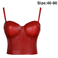 Miniatyrbillede 1 af 5: Læder Bustier Kvinders Korset Top BH Sort Bryst-indpakket Vest Elastisk Vest All-match 40 90Rød 40 90 Red