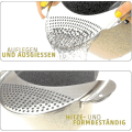 Miniatyrbillede 5 af 5: Pastasi i rustfrit stål - Slut med brændte fingre ved dræning af pastavand - Flad sigtegryde - Dørslag i rustfrit stål