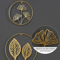 Miniatyrbilde 2 av 5: Ginkgo Blads Veggdekorasjon, 3D Gyllen Ginkgo Kunstmetall Hengepynt Kreativ Moderne Dekorasjon For Stue Soverom