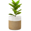 Miniatyrbild 2 av 5: Robust Växtkorg i Rep Modernt Vävd Korg för Blomkruka Golv Inomhusplanter, Förvaringskorg Rustik Heminredning Gul Vit Yellow White