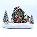 Miniatyrbillede 2 af 5: Julelandsbyhus Lysende Landskab Harpiks Skrivebordsdekoration