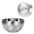 Miniatyrbillede 3 af 3: 304 Rustfrit Stål Dobbeltlags Isoleret Tykk Skål Madskål Salatskål (sølv 12,9 cm)Sølv 13,8 * 13,8 CM Silver 13.8*13.8CM