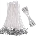 Miniatyrbillede 5 af 5: Naturlig Soyavoks DIY Lysfremstillingskit og Lysfremstillingsudstyr - 200 stk. Forvokste Lysvæger, 2 Metal Centreringsenheder