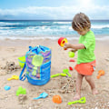 Miniatyrbillede 3 af 5: Mesh Strandtaske Stor Tote Sandstrand Legetøjspose Holdbar Rygsæk Svømning Og Pool Børns Legetøj Bolde Snørepose, Legetøj Ikke Inkluderet Blå Blue
