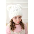 Miniatyrbild 2 av 5: Babyflicka Hatt Stickad Beanie Baby Vinterhatt Söt Baby Pom Pom Beanies Hatt för Flickor Pojkar Tjock Varm Toddler Hatt, 1-5 År Gammal, 1st (Vit)