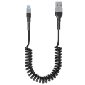 Miniatyrbillede 1 af 5: 5ft Coiled Lightning Kabel Kompatibel Kort USB til Lightning Apple CarPlay Kabel med Data Synkronisering og LED, Indtrækkelig Opladerledning til iPhone/iPad/iPod