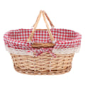 Miniatyrbillede 1 af 3: Flettet Picnic Kurv Dekorativ Kurv Udendørs Pluk Kurv Diverse Opbevaringskurv Rød 37X27X17CM Red 37X27X17CM