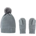 Miniatyrbild 2 av 5: Toddler Baby Hatt & Vantar Set Vinter Varm Stickad Hatt Pom Pom Beanie för Pojkar Flickor 1 Hatt + 1 Par Vantar (Grå)