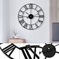Miniatyrbild 4 av 5: 40cm Överstor Modern Svart Metall Romerska Siffror Nästan Tyst Liten Tickande Batteridriven Väggklocka för Vardagsrum, Kök