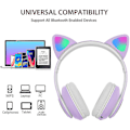 Miniatyrbilde 3 av 5: Brettbare Over-Ear Kattøre Bluetooth Trådløse Hodetelefoner med Mikrofon, Justerbar Stereopurpur