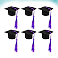 Miniatyrbillede 3 af 4: 6 stk. Mini Doktorhat Formet Vinflaske Sød Kvast Vinflaske Dæk Graduation Party Ornament Bi Puple 5.5*5.5cm