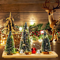 Miniatyrbilde 5 av 5: Mini Juletrær, Små Furutrær med Trebaser for Julen, Kunstige Juletrær, Juletrær