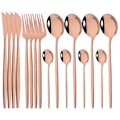 Pikkukuva 2 / 5: RYI_16 kpl Veitsi, Lusikka, Haarukka Set Maple Ruostumaton Teräs Pinkki Ruusu