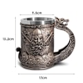 Miniatyrbillede 5 af 5: Rustfrit Stål Middelalderlig Nordisk Vikingsskib Øl Kaffe Krus Bronze Farve Vikingkriger Drikkekrus til Kollektiv Gave