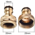 Miniatyrbillede 2 af 5: Messing Havevandslangehane Konnektor Fitting til 2-i-1 Gevindhane Adapter (2 stk., Messingfarve)