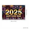 Miniatyrbillede 1 af 5: Stof Happy New Year 2025 Banner Happy New Year 2025 Baggrundsbanner til nytårsaftenfester Dekorationer Fotostudie rekvisitter