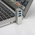 Miniatyrbillede 4 af 4: Aluminiumslegering Roterende Usb3.0 Hub Splitter Usb Hub Splitter 3 Porte Usb 3.0 Hub Udvidelse 1 Stykke Sølvgrå