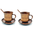 Miniatyrbillede 1 af 4: 6 stk./sæt Trækop Underkop Ske Sæt Kaffe Te Værktøjer Tilbehør