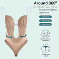 Miniatyrbillede 5 af 5: Bodysuit Dyb V Rygløs Mave Korset Usynlige Stropper BH Body Kjole Aftenkjole ShapewearS Sort S Black