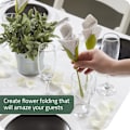 Miniatyrbillede 3 af 5: Servietholder til borde, sæt med 4 grønne stængelformede plastik twist blomsterknopper servietholder plus hvide servietter