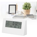 Miniatyrbild 3 av 5: LCD Digital Väckarklocka Smart Nattlampa Väckarklocka Tid Datum Temperatur Luftfuktighet Display Sängbords Batteridriven Klocka (1st, Vit)