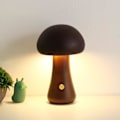 Pikkukuva 1 / 5: Makuuhuoneen sieni lamppu, kannettava himmennettävä sänkylamppu USB-latauksella, johdoton puinen yölamppu, sieni pöytä (Large, Walnut A)