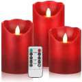 Miniatyrbilde 1 av 5: LED-lys. Flammeløse stearinlys 4\" 5\" 6\" Ekte voks batteridrevne søyler. 10-knapps fjernkontroll