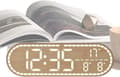 LED digital väggklocka träådring stor display med temperatur datum och alarm för sovrum vardagsrum kök kontor, gul