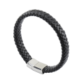 Miniatyrbild 3 av 5: Armband i äkta läder med flätad design och magnetiskt lås i rostfritt stål för män