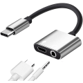 Pikkukuva 1 / 5: USB-C-kuuloke-sovitin 2-in-1-sovitin 3,5 mm kuulokeliitäntä