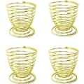 Miniatyrbilde 3 av 5: 4 stk. Eggbeger i rustfritt stål med fjærtråd, serveringskopp, eggbrett for egg, dobbelt kutter i rustfritt stål, eggeskallfjerner