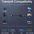 Miniatyrbilde 4 av 5: RYI) Konverteringskabel Høy Oppløsning Rask Overføring Plug Play HDMI-kompatibel Hann til VGA PVC Videoadapterkabel for Laptop