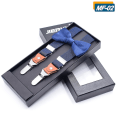 Miniatyrbild 2 av 2: Herrfluga Hängslen Set Läder Knapphål Y-formade Clips Marinblå Navy Blue